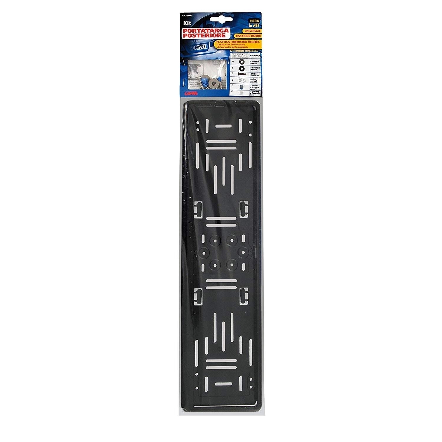 LAMPA – Kit portatarga posteriore in plastica nera in ABS – Pizzola  Autoricambi