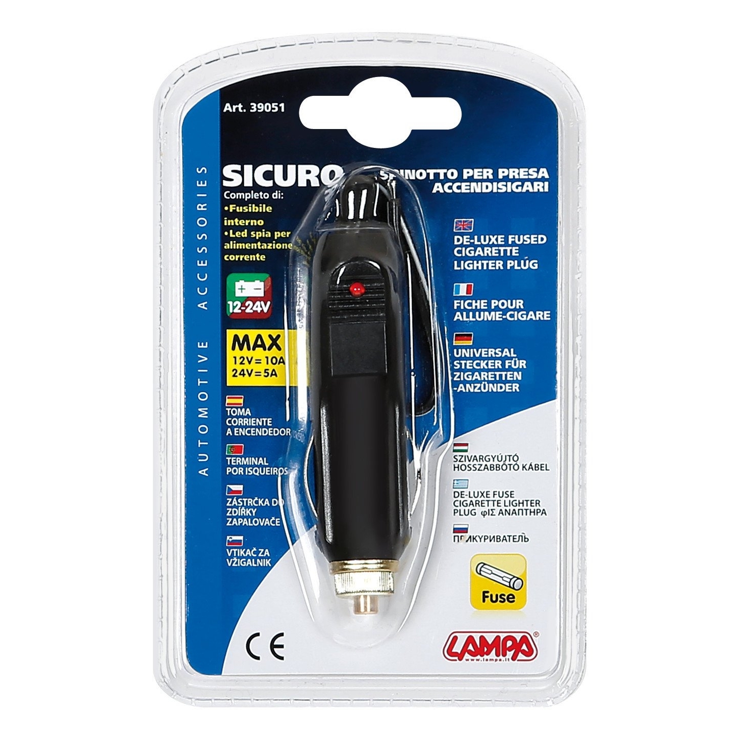 LAMPA - Spinotto per presa accendisigari sicuro