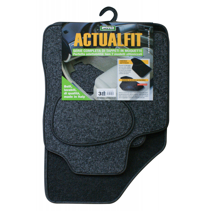 CORA - Set 4 tappeti moquette Actualfit grigio mod.3 cod: 000135053