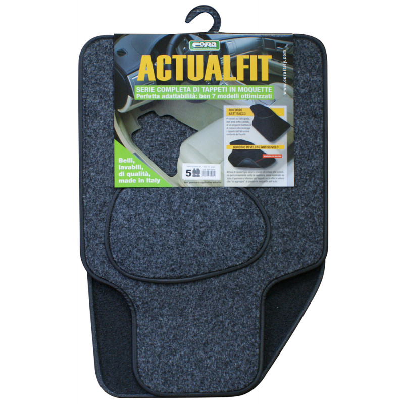 CORA - Set 4 tappeti moquette Actualfit grigio mod.5 cod: 000135055