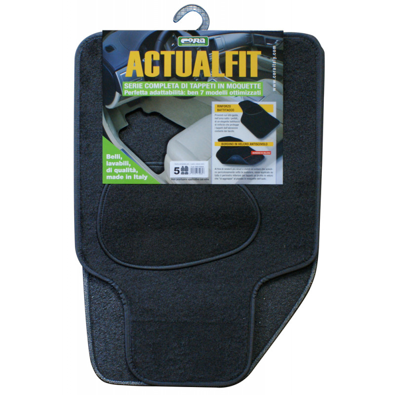 CORA - Set 4 tappeti moquette Actualfit nero mod.5 cod: 000135065