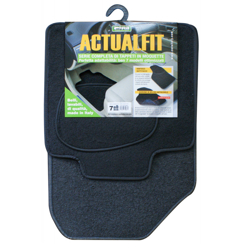 CORA - Set 4 tappeti moquette Actualfit nero mod.7 cod: 000135067
