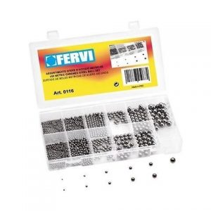 Fervi - Assortimento 450 sfere d'acciaio cromate metriche
