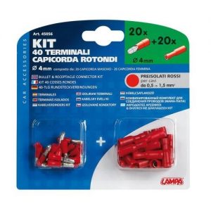 LAMPA - Kit di 40 terminali capicorda rotondi rossi 45056