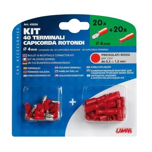 LAMPA - Kit di 40 terminali capicorda rotondi rossi 45056
