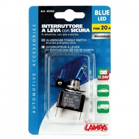 Lampa - Interruttore a leva con sicura - 12v - blu - 20a 45562