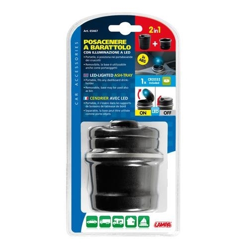 LAMPA - Posacenere a barattolo con luce a led 65467