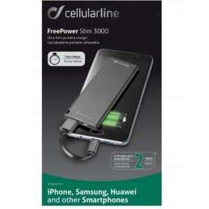 CELLULAR LINE - Caricabatterie portatile universale da 3000 mAh nero