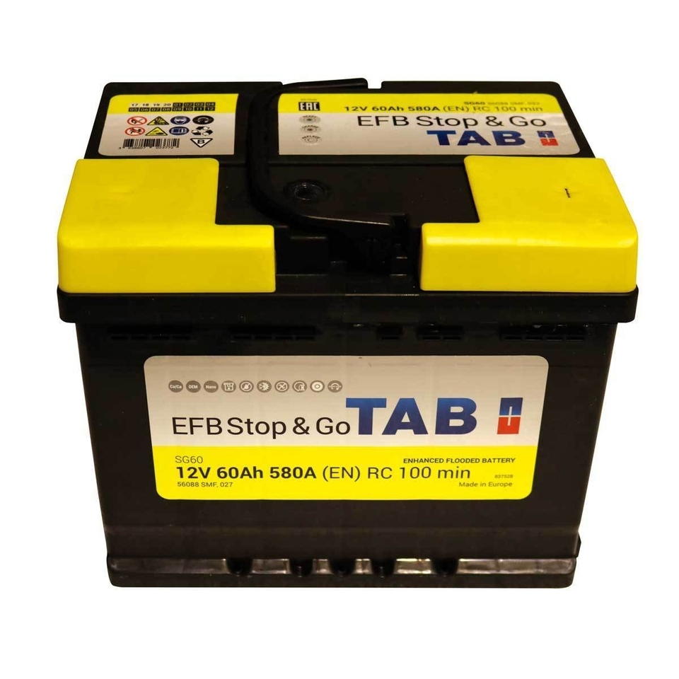 Tab Start Stop Efb Sg60 Batterie Voitures En 12 V 60Ah 600 Amps 