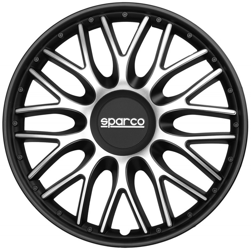 Sparco - Set 4 copricerchi Roma silver/nero 15'' SPC1596SVBK