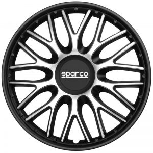 Sparco - Set 4 copricerchi Roma silver/nero 16'' SPC1696SVBK
