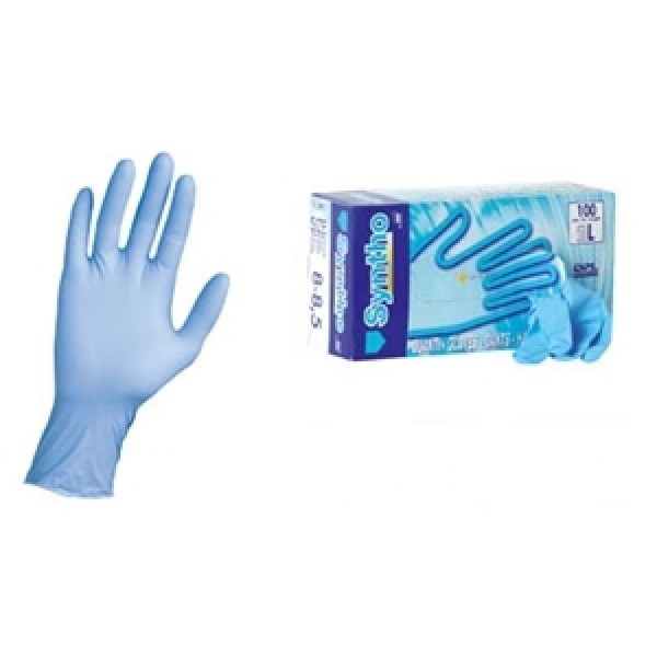 Syntho - Box 100 Guanti monouso SINTETICO in NITRILE azzurro M