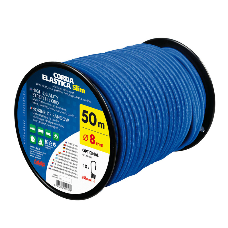 Corda elastica in bobina - Ø 8 mm - 50 m - Blu